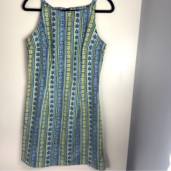 XOXO Green &Blue Floral Y2K Vintage 60’s Inspired Print Sleeveless Dress Size 11 - Picture 2 of 15